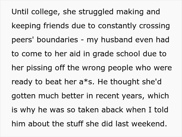Text about a woman's past social struggles and recent incidents with her sister-in-law. Text about a woman's past social struggles and recent incidents with her sister-in-law.