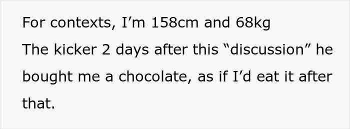 Text illustrating a woman's anxiety about eating after being fat-shamed by her husband, sharing her weight and experience. Text illustrating a woman's anxiety about eating after being fat-shamed by her husband, sharing her weight and experience.
