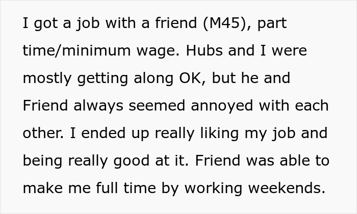 Reddit post text about job conflict and relationship issues with husband.