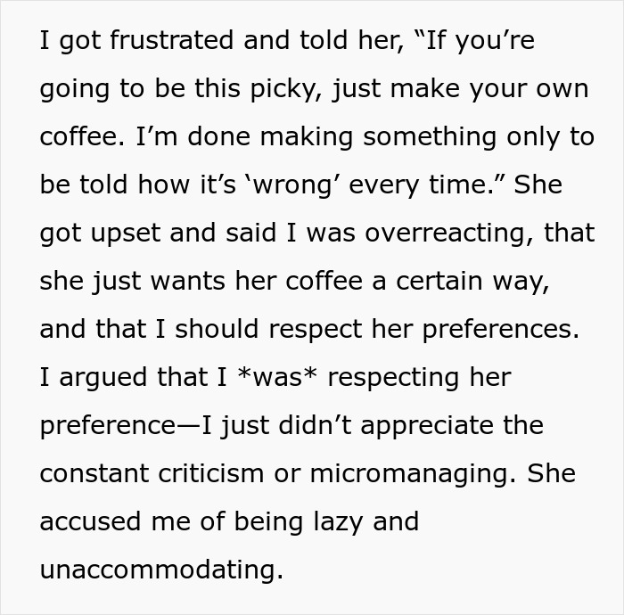 Text exchange about making coffee; boyfriend called lazy despite efforts to make it right. Text exchange about making coffee; boyfriend called lazy despite efforts to make it right.