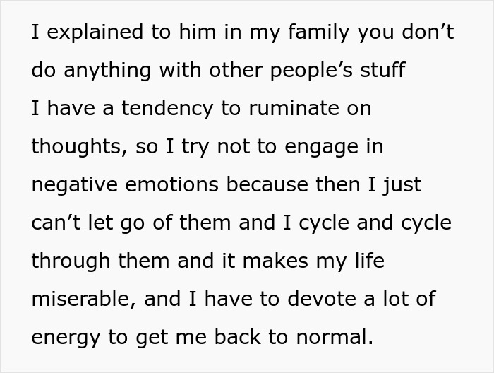 Text discussing family values and emotional struggles after a boyfriend alters artwork without consent.