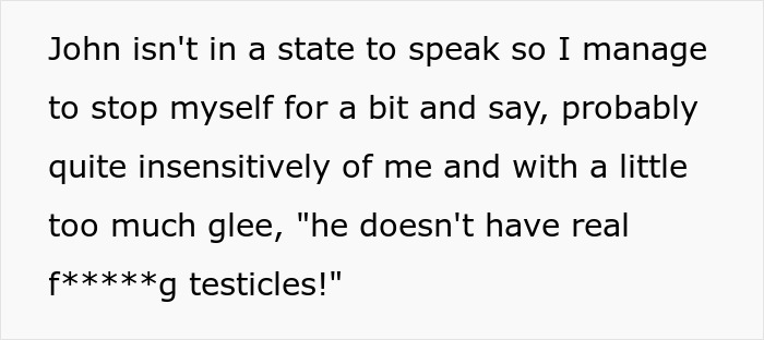 Text about a man being infertile shared in a surprising and insensitive manner.