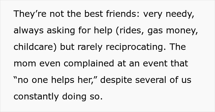Text on image about friends being needy and not reciprocating help.