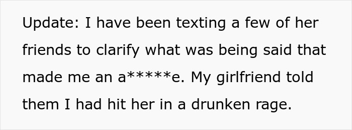 Text message clarification about accusations in relationship dispute.