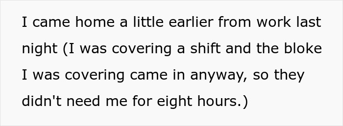 Text about a boyfriend returning home early from work, hinting at a love story. Text about a boyfriend returning home early from work, hinting at a love story.
