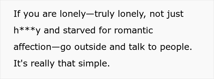 Text suggesting a simple solution to the male loneliness epidemic by encouraging social interaction.