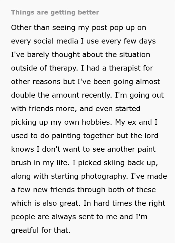 Man reflects on ending gay marriage due to church, finds new hobbies and support in friends during hard times. Man reflects on ending gay marriage due to church, finds new hobbies and support in friends during hard times.