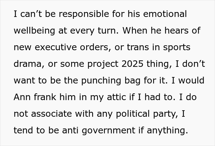 Text about friend regret and best friend confession expressing emotional limits and distancing from political stress. Text about friend regret and best friend confession expressing emotional limits and distancing from political stress.