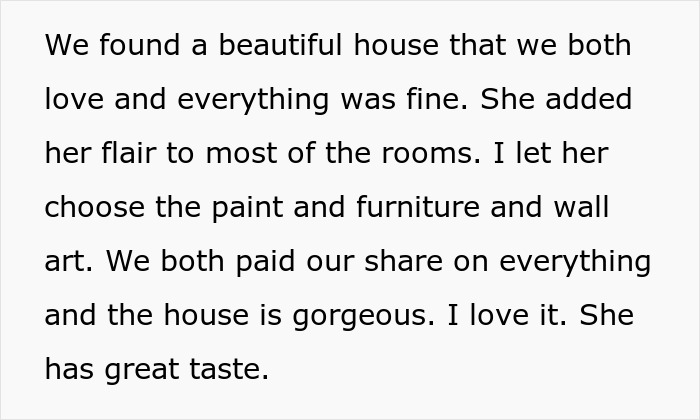 Text describing a couple's appreciation for their beautifully decorated house. Text describing a couple's appreciation for their beautifully decorated house.