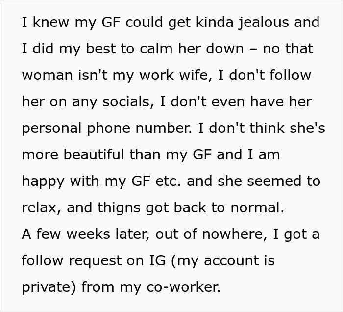 Text about testing a boyfriend's loyalty using a fake Instagram account for reassurance.