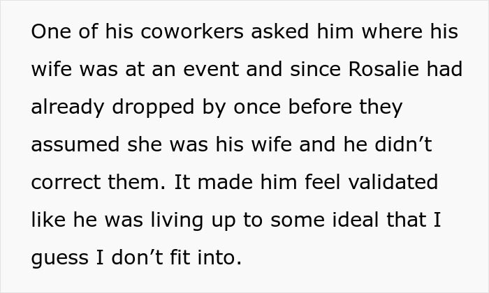 Text describing a husband's coworker mistaking his sister-in-law for his wife, leading to validation issues.