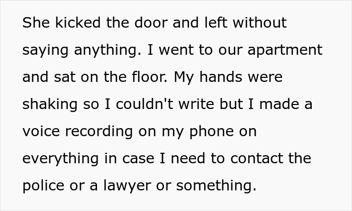 Text excerpt about setting boundaries in a tense personal situation, capturing a critical moment of decision.