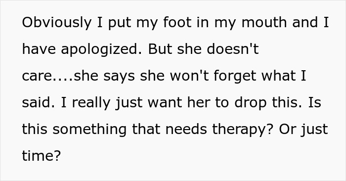 Text message where a boyfriend apologizes for hurtful comments to his girlfriend, questioning if they need therapy or time. Text message where a boyfriend apologizes for hurtful comments to his girlfriend, questioning if they need therapy or time.