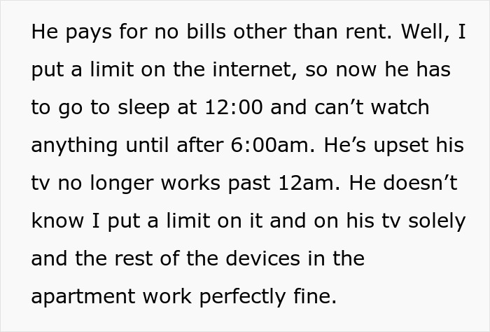 Frustrated man deals with new house rules set by stepdaughter, limiting TV and internet use from 12am to 6am. Frustrated man deals with new house rules set by stepdaughter, limiting TV and internet use from 12am to 6am.