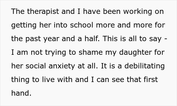 Text about therapy and school related to social anxiety.