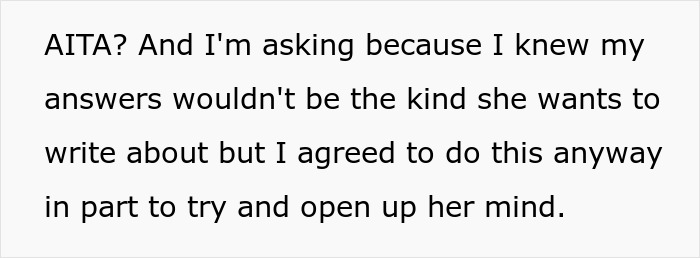 Text asking about adoption regret and its impact, exploring emotional perspectives in a dialogue.