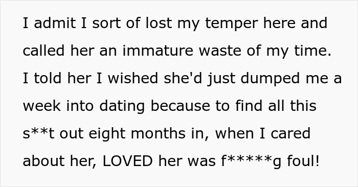 Text recounting a boyfriend's anger over a mean-girl bet in their love story. Text recounting a boyfriend's anger over a mean-girl bet in their love story.