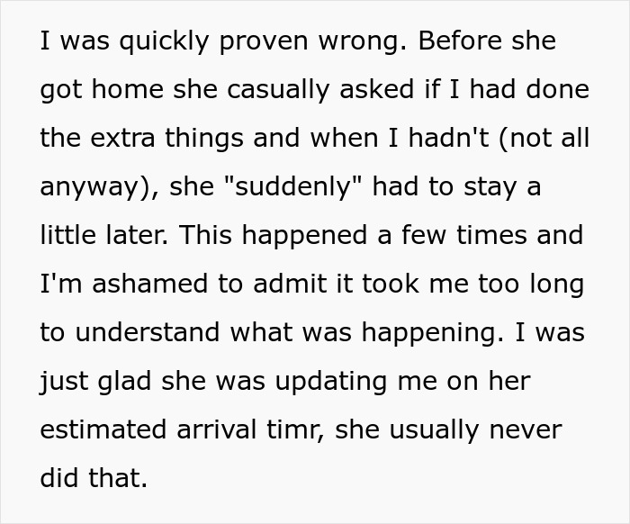 Text from a story about a woman becoming an unpaid babysitter and setting boundaries.