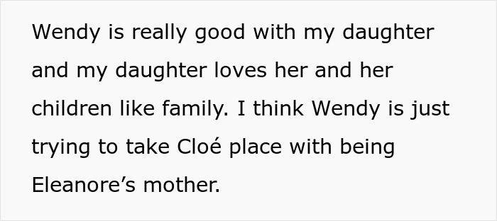 Text about Wendy bonding with stepdaughter, mentioning family dynamics and emotional roles.