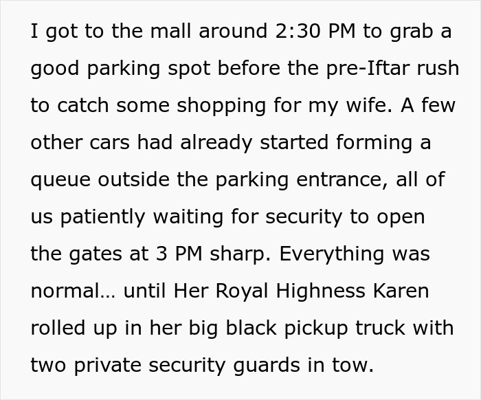 Text of person describing an early mall visit, unexpected scene with woman and guards. Text of person describing an early mall visit, unexpected scene with woman and guards.