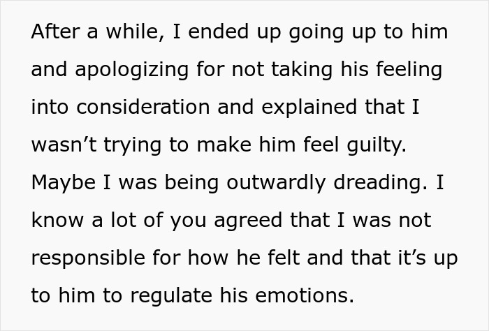 Text excerpt on boyfriend confrontation during a cooking discussion, involving emotions and apologies.