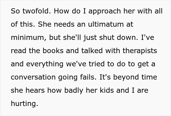 Text about a dad struggling with how to handle his wife's mental illness and its impact on their kids.