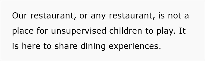 Sign in a restaurant requesting parents to manage unruly kids for a better dining experience.
