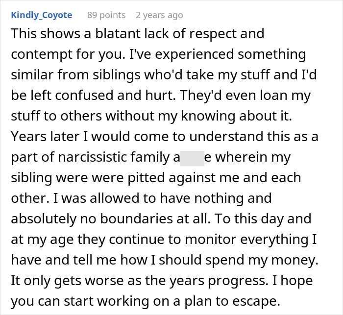 Reddit comment about lack of respect, relating to sentimental "junk" disposal issues. Reddit comment about lack of respect, relating to sentimental "junk" disposal issues.