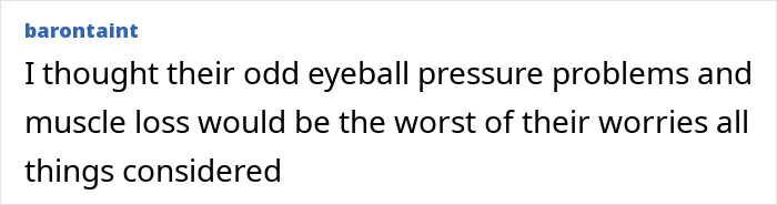 Comment discussing astronaut health issues like eyeball pressure and muscle loss.