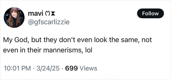 Screenshot of tweet debating a Billie Eilish look-alike's resemblance, questioning their similarities.