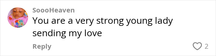 Comment by SoooHeaven supporting a Black woman with cancer, expressing admiration and love.