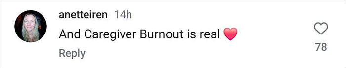 Comment on caregiver burnout with heart emoji amid Bruce Willis dementia news. Comment on caregiver burnout with heart emoji amid Bruce Willis dementia news.