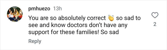 Comment expressing sadness over lack of doctor support for dementia families, related to Bruce Willis' health battle. Comment expressing sadness over lack of doctor support for dementia families, related to Bruce Willis' health battle.