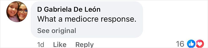 Comment criticizing response to Oscars apology, "What a mediocre response," highlighting Zoe Salda&ntilde;a's controversy.