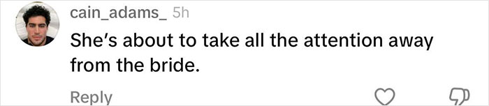 Comment on Instagram regarding model Ella Cervetto's controversial white dress at a wedding.