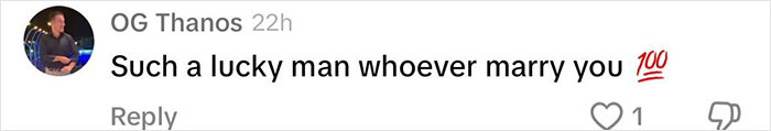 Comment about a lucky man marrying someone, with praise emojis, linked to Ella Cervetto wedding dress controversy.