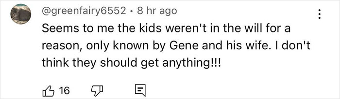 Comment discussing will complications related to Gene Hackman and wife Betsy.
