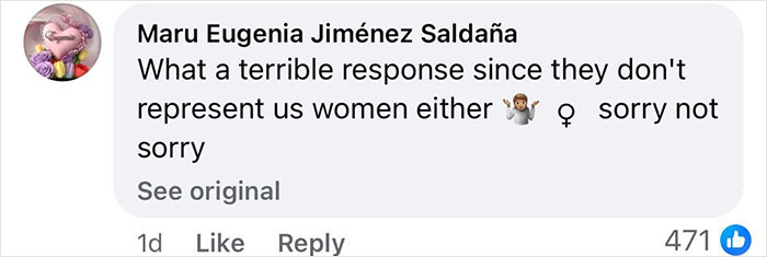 Comment criticizing Zoe Salda&ntilde;a's response, highlighting lack of representation for women.