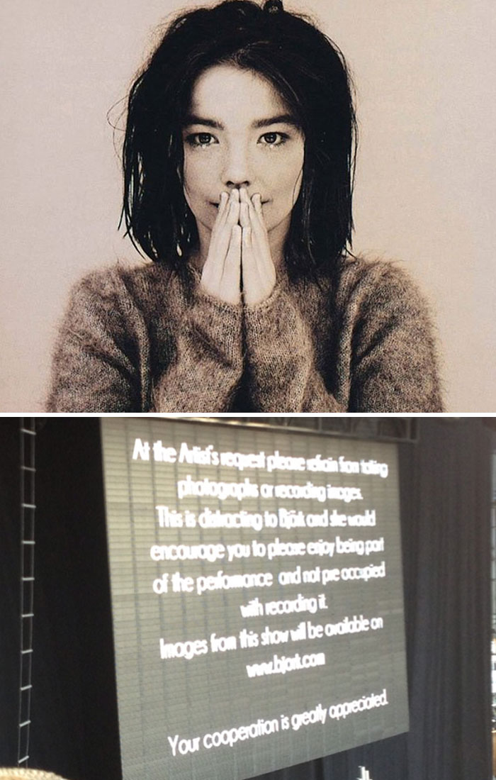 Celebrity clapping back with no-photo request at concert, embracing privacy and classy response to fans.