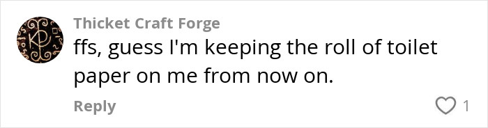 Comment on fear of hidden needle marks in restroom toilet paper rolls.