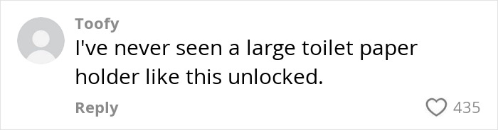 Comment discussing unlocked toilet paper holder in public restrooms.