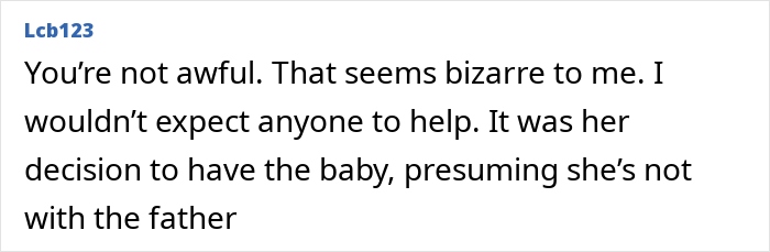 Screenshot of a forum comment discussing childfree friends and baby-related expectations.