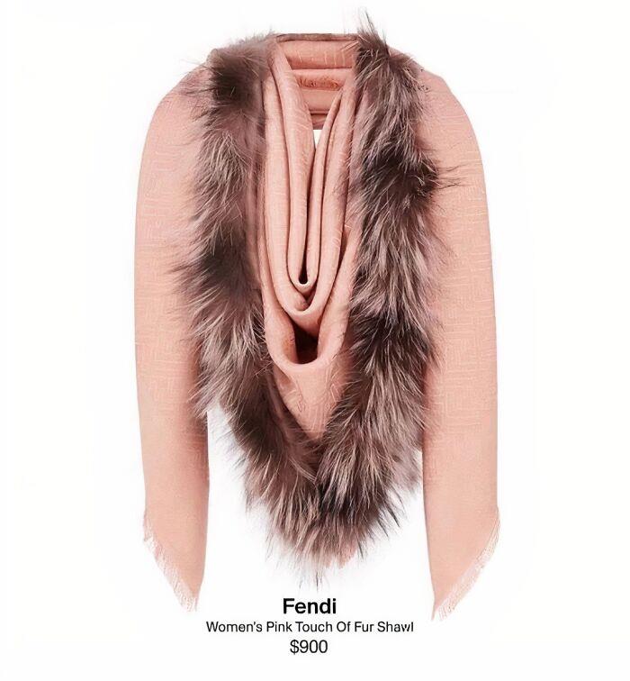 Fendi pink fur shawl, a fashion disaster at $900.