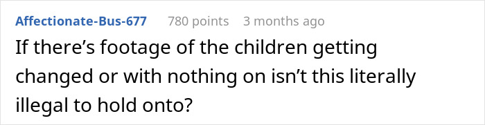 Online comment questioning legality of footage found at sleepover. Online comment questioning legality of footage found at sleepover.