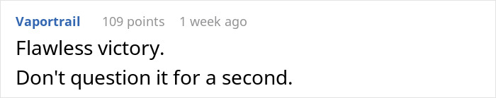 Comment on employees' unpaid overtime, stating 'Flawless victory. Don't question it for a second.