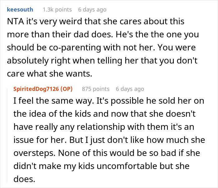 Stepmom wants bigger role in kids' lives, causing drama in parenting discussion.