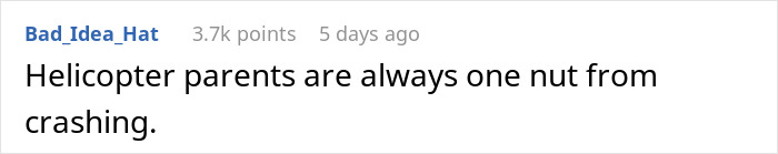 Comment on helicopter parents linked to daughter's story.