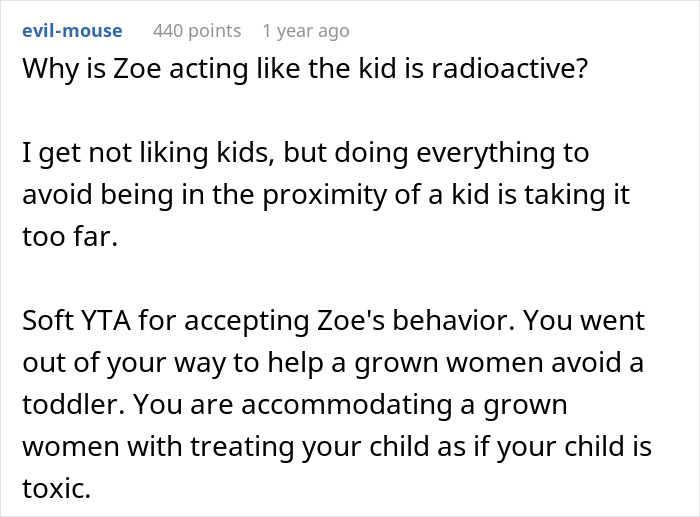 Text conversation on a forum about friends upset with childfree holiday plans. Text conversation on a forum about friends upset with childfree holiday plans.
