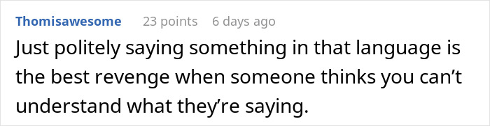 Comment on revenge in different languages, offering a satisfying response to an insult in a hospital setting.