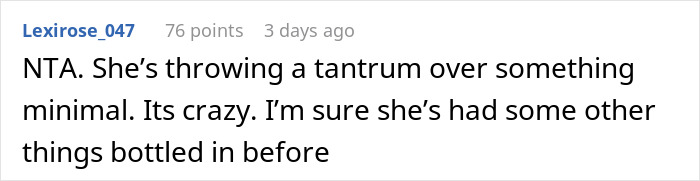 Comment expressing disagreement with sleeping on the couch.